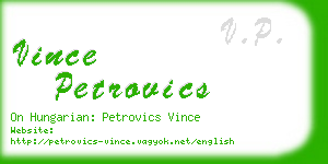 vince petrovics business card